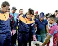  ??  ?? Army Commmander Shavendra Silva at the clean-up at Crow Island