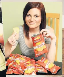  ??  ?? BAD OLD DAYS Kayleigh’s crisp habit sent her weight soaring, left. She’s now a Size 8 and has never been happier