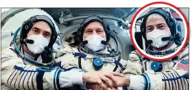  ?? ?? THREATS: US astronaut Mark Vande Hei, circled, is due home on March 30
