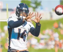  ?? Joe Amon,the Denver Post ?? Wide receiver Courtland Sutton makes a catch during training camp at Uchealth Training Center.