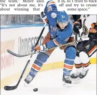  ?? Getty Images ?? SWEET SETUP: J.T. Miller broke through to set up Oscar Lindberg for the fourth goal in the Rangers’ 4-1 win over the Senators in Game 3.