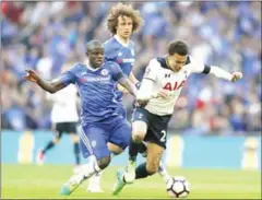  ?? AFP ?? Chelsea midfielder N’Golo Kante tackles Tottenham’s Dele Alli in their FA Cup semifinal at Wembley Stadium in north London on April 22.