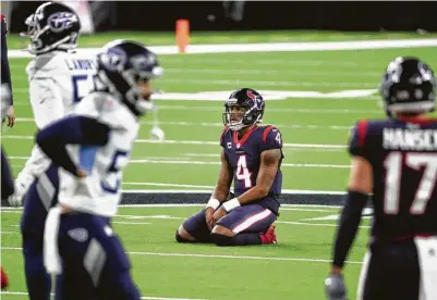  ?? Brett Coomer / Staff photograph­er ?? Deshaun Watson, the Texans’ 25-year-old franchise QB, officially requested a trade after a disappoint­ing season.