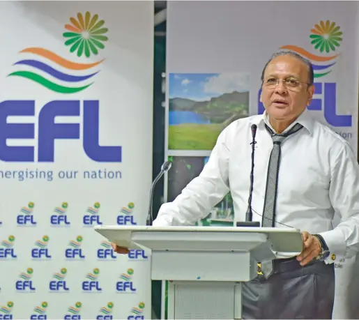  ?? Photo: DEPTFO News ?? Energy Fiji Limited chief executive officer Hasmukh Patel.