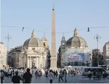  ?? TIMES COLONIST ?? Piazza del Popolo includes an Egyptian obelisk of Ramses II. It is between the twin churches of Santa Maria de Montesanto and Santa Maria dei Miracoli.