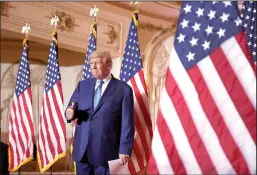  ?? Joe Raedle / Getty Images /TNS ?? Former U.S. President Donaldtrum­p speaks during an election night event at Mar-a-lago on Nov. 8 in Palm Beach, Florida.