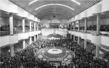  ??  ?? This general view shows a flower show celebratin­g the 75th anniversar­y of the birth of Kim Jong-Il in Pyongyang. — AFP photo