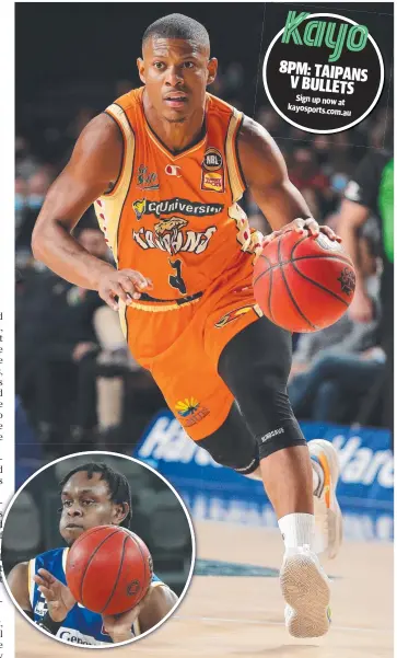  ??  ?? Taipans guard Scott Machado and, inset, young Bullets player Tamuri Wigness.