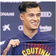  ?? FOTO: DPA ?? Philippe Coutinho während seiner Präsentati­on in Barcelona.