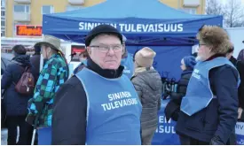  ?? FOTO: ARI SUNDBERG/SPT ?? Esa Kangas från Kemijärvi tror att Blå framtid ännu når nya popularite­tssiffror bara partiet kommer i gång.