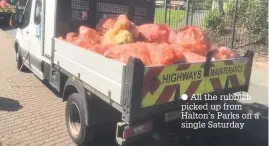  ??  ?? All the rubbish picked up from Halton’s Parks on a single Saturday