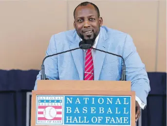  ?? JIM MCISAAC/GETTY IMAGES ?? Vladimir Guerrero’s Hall of Fame speech was directed mainly at the thousands of Dominican fans at the event Sunday.