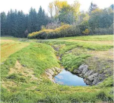  ?? FOTO: OLAF SCHULZE ?? Landschaft­sverschöne­rung wird durch die Renaturier­ung eines Bachlaufes am Rande der Aitracher Teilgemein­de Treherz betrieben.