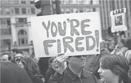  ?? SCOTT OLSON/GETTY IMAGES ?? Anti-Trump protesters gather earlier this year in Chicago.