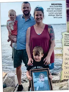  ?? ?? devoted: Amy Dutil-Wall with her husband Vincent and Estlin Luna’s younger siblings, Mannix and Lucie