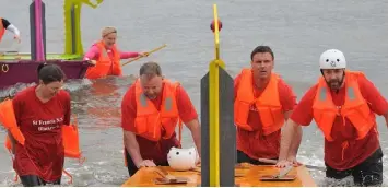  ??  ?? First Heat Winners....Members of St. Francis’ NS team Mary and Paul Scanlon with David and Ken Norton at the Raft Race held in Blackrock.