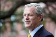  ?? ASOCIATED PRESS FILE ?? Mass. Gov. Charlie Baker speaks in June during a Juneteenth commemorat­ion in Boston’s Nubian Square. It is rare to see Republican­s win the governor’s office in solidly Democratic states, but Baker is one of three Republican­s along with Vermont Gov. Phil Scott and Maryland Gov. Larry Hogan do so.