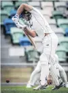  ?? PHOTO: HAWKES BAY TODAY ?? Otago Volts player Shawn Hicks defends a delivery on day two of the Plunket Shield match against Central Districts in Napier yesterday.