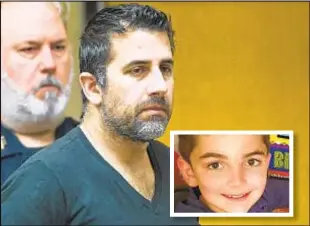  ?? JAMES CARBONE/NEWSDAY ?? NYPD Officer Michael Valva in Suffolk Court where he was indicted along with his fiancée, Angela Pollina, for the murder of his 8-year-old son Thomas Valva (inset).