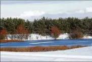  ??  ?? Die kalten Temperatur­en ließen die Wasserober­fläche des Armeeteich­s auf dem Forstberg zufrieren.