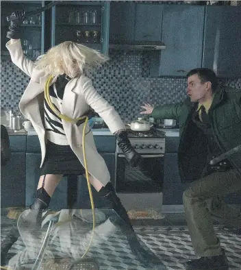  ??  ?? Charlize Theron explodes into summer in Atomic Blonde, a breakneck action-thriller that follows MI6’s most lethal assassin through a ticking-time bomb of a city simmering with revolution and double-crossing hives of traitors.