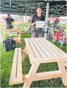  ?? Photo / Supplied ?? Lucile and the picnic table she built for Waikato Region’s New Zealand Certified Builders Apprentice Challenge.