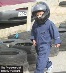  ?? ?? The five-year-old Harvey tries kart...