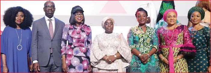  ??  ?? L-R: TY Bello, Gov. Godwin Obaseki, Mrs. Bolanle Ambode, Dep. Gov. Lagos State, Mrs. Ranti Adebule; Mrs. Obaseki; Mrs. Florence Ajimobi and Mrs. Funsho Amosun