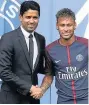  ??  ?? BIG SPENDER Al-khelaifi and PSG striker Neymar