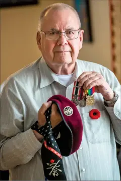  ?? Herald photo by Ian Martens ?? Métis Elder Roderick MacLeod served as a reserve soldier with Rocky Mountain Rangers, as well as a regular Airman and military police officer in the Royal Canadian Air Force. @IMartensHe­rald