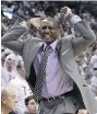  ??  ?? Toronto Raptors head coach Dwane Casey shows his displeasur­e from the sidelines.