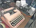  ??  ?? Some of the vintage typewriter­s on display during a “type-in” in Albuquerqu­e.