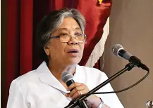  ??  ?? SR. MARIETTA B. Banayo, giving the President’s Report 2019