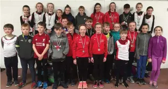  ??  ?? The group of athletes from North Sligo AC who competed at the Indoors in Claremorri­s.