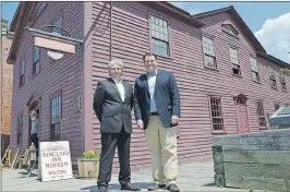  ??                                                            ?? Annapolis Heritage Society president William MacDonald with West Nova MP Colin Fraser on July 13 at Sinclair Inn Museum where Fraser announced $221,097 in federal funding for upgrades to the building and for work uncovering a old painting on the walls...