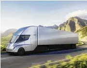  ?? Tesla via Associated Press ?? This photo provided by Tesla shows the electric semitracto­r-trailer the company unveiled this week.