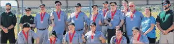  ?? 46#.*55&% 1)050 ?? A total of 57 athletes recently represente­d P.E.I. at the 2017 New Brunswick Provincial Special Olympics Games in Moncton. One of those sports was softball, and Team P.E.I. went 0-2 (won-lost). Members of Team P.E.l. are, front row, from left: Cedrick...