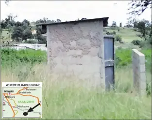  ?? ?? The toilet which could also pose a danger of harbouring snakes. (R) The inside of the pit latrine.