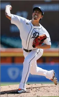  ?? DUANE BURLESON — GETTY IMAGES ?? Detroit Tigers starter Kenta Maeda pitches against the Texas Rangers during the second inning of Thursday’s game.