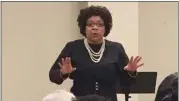  ?? PHOTO COURTESY OF GREATER HARLEYSVIL­LE AND NORTH PENN SENIOR SERVICES ?? Terri Lyons personifie­s Jo Ann Robinson by telling the story of the Montgomery Bus Boycott as if she was Jo Ann.