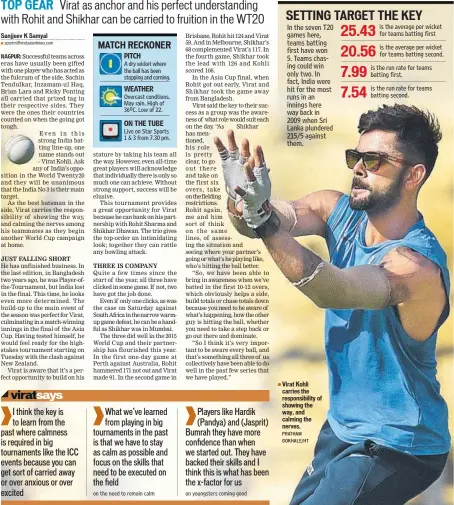  ?? PRATHAM GOKHALE/ HT ?? Virat Kohli carries the responsibi­lity of showing the way, and calming the nerves.