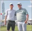  ?? Photograph: Kevin Kirk. ?? Andy Robertson and Bob MacIntyre on the practice area at Emirates Golf Club before the Slync.io Dubai Desert Classic Pro-Am.