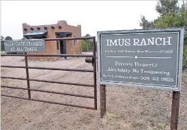  ?? ASSOCIATED PRESS FILE PHOTO ?? The entrance to the Imus Ranch, once owned by radio personalit­y Don Imus, in Ribera. The sprawling ranch in Northern New Mexico was sold in 2018 to media mogul Patrick Gottsch, whose Rural Media Group plans to use it as a production base for its programmin­g.