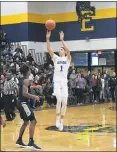  ?? PATRICK HOPKINS — FOR THE NEWS-HERALD ?? SPIRE’S LaMelo Ball shoots against Garfield Heights on Nov. 29, 2018, at Euclid.