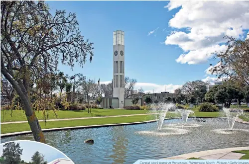  ??  ?? Central clock tower in the square, Palmerston North. Picture / Getty Images