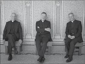  ??  ?? The Priests — (from left) Father Eugene O’Hagan, Father David Delargy and Father Martin O’Hagan — perform Tuesday at Saint Mark’s Episcopal Church in Little Rock.