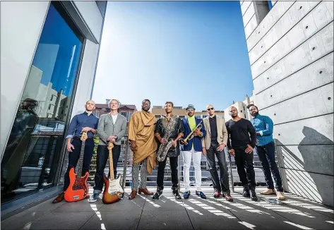  ?? PHOTO BY JAY BLAKESBERG ?? The SFJazz Collective includes, from left, Matt Brewer, Adam Rogers, Martin Luther McCoy, David Sanchez, Etienne Charles, Edward Simon, Warren Wolf and Obed Calvaire.
