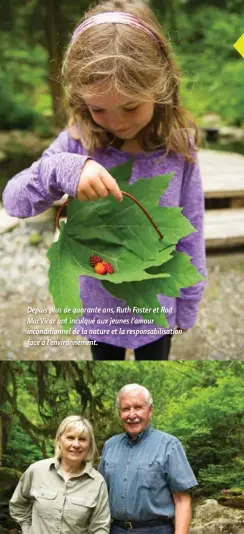  ??  ?? Depuis plus de quarante ans, Ruth Foster et Rod MacVicar ont inculqué aux jeunes l’amour inconditio­nnel de la nature et la responsabi­lisation face à l’environnem­ent.