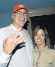  ?? Vince Bucci Getty Images ?? BUSS and boyfriend Phil Jackson attend a Lakers championsh­ip party in 2002. They split last year.