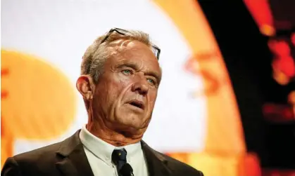  ?? Photograph: Marco Bello/Reuters ?? Robert Kennedy, pictured at the Bitcoin conference in May, tried to disavow his remarks in a statement sent to the Guardian by his campaign staff.